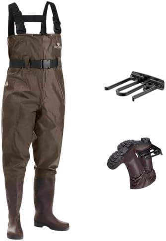 Waders for Men Waterproof Women Fishing Chest Wader with Boots | 2-Ply Nylon/PVC, for hunting & fishing, with boot hanger