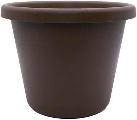 The HC Companies Classic Round Plastic Plant Pot w/Rolled Rim - Lightweight & UV Resistant Flower Pot for Herbs & More - Outdoor & Indoor Plant Pots w/Drainage (15.5 inch Warm Gray, Pack of 1)