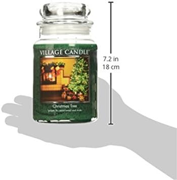 Village Candle Christmas Tree Large Glass Apothecary Jar Scented Candle, 26 oz, Green
