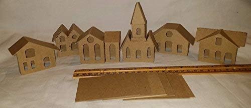 Putz Style DIY Cardboard Houses-Set of 6 Mini Vintage Houses