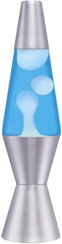 Lava Lite 1953 Silver Base Lamp with White Wax in Blue Liquid, 11.5", White Wax/Blue Liquid/Silver Base