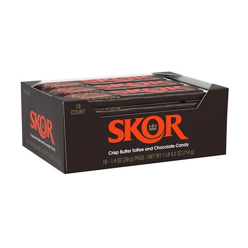 SKOR Crisp Butter Toffee Chocolate Candy Bars, 1.4 oz, 18 ct | Crisp Butter Toffee Bars Covered in Chocolate, Kosher and Gluten Free