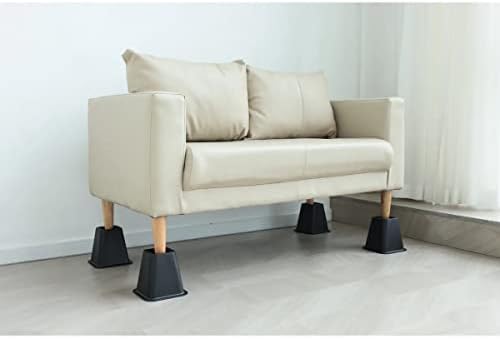 J&V TEXTILES Bed Furniture Risers - Elevation in 6 Inch Heavy Duty Risers for Sofa and Table - Supports up to 1,300 lbs - (Set of 4 Riser, Black)