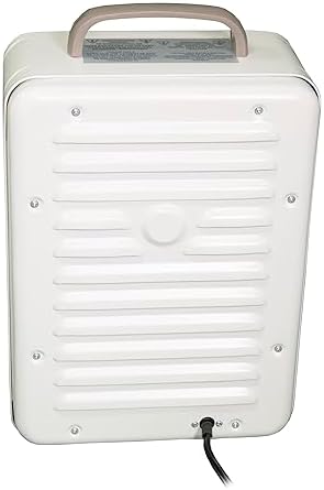 Comfort Glow EUH341 Milkhouse Style Electric Heater 5,200 Btu, White, Length: 7in, Width: 10.25in, Height: 15.5in | Milkhouse Heater, Thermostat, Heat up to 250 sq ft, 2 Heat Setting, AntiFreeze Setting, 1500W, Tip Over & Overheat Shut Off