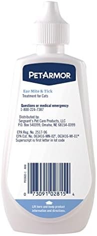 PetArmor Ear Mite Treatment for Dogs, 3oz | Ear Mite Medicine Kills Ticks and Ear Mites to Relieve Itchiness, Sooths Ears with Aloe