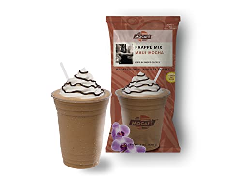 MOCAFE Maui Mocha Ice Coffee Powder, with Kona blend, 3lb | For frappe blended, iced or hot instant cafe island style beverages