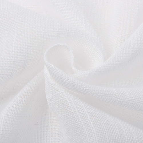 RYB HOME Linen Sheer Curtains - Linen Textured Semi Sheer Curtains for Kids Nursery Bedroom Living Room Window