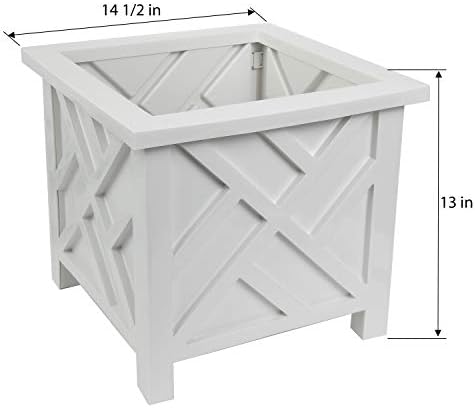 Trenton Gifts Chippendale White Planter Box Set of 2 - Elegant Outdoor Plant Pot for Patio, Porch Decor, and Garden Display