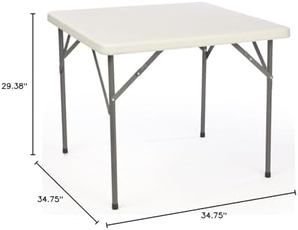 Displays2go Square Folding Table with Molded Top, 34 Inch