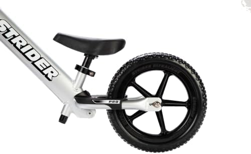 Strider 12 Pro, Aluminum Balance Bike for Kids Aged 1–5 Years, Silver | No-Pedal Pro Balance Bike, Ultralight Aluminum Frame, Adjustable Seat, Never-Flat Foam Rubber Tires, Easy Assembly