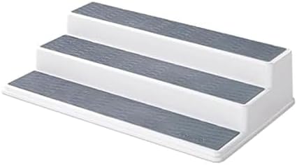 Copco 3-Tier Spice Rack Organizer for Cabinet - 15 Inch Non-Skid Pantry Organizer and Storage Shelf for Spices, Canned Goods, Seasonings - White and Gray Kitchen Cabinet Organizer