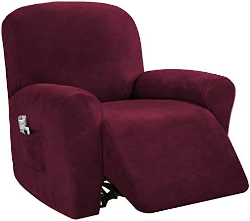 PrinceDeco Recliner Chair Cover Velvet Stretch Recliner Couch Covers 4-Pieces Style Recliner Chair Covers Recliner Cover for Reclining Chair