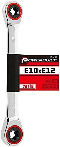 Powerbuilt E10/E12 Ratcheting Double Box-End E-Torx E-Star Wrench, 72-Tooth Ratcheting Wrench with 5-Degree Swing for Tight Spaces - 641760