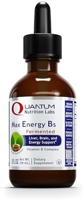 Quantum Nutrition Labs Max Energy B - Vitamin B Complex Liquid Drops, Organic Supplement for Women and Men, Vitamin B1, B2, B3, B5, B6, B12 - 2 Fl Oz