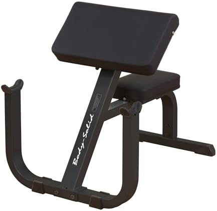 Body-Solid (GPCB329B) Preacher Curl Bench - Adjustable Arm Curl Bench for Bicep Workouts, High Tensile Strength