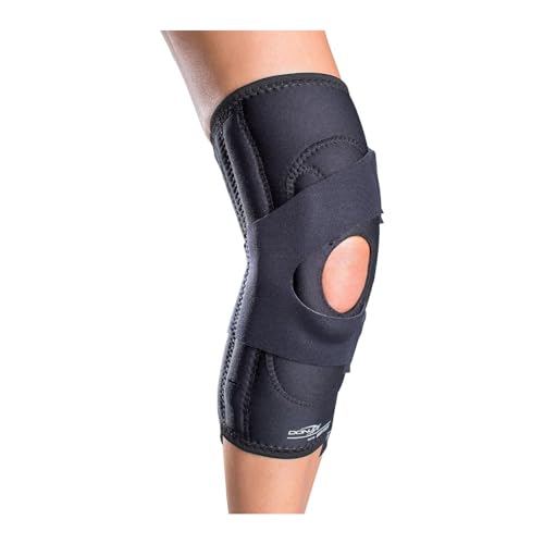 DonJoy Lateral J Knee Brace (Right Leg, Medium) | Hinged Neoprene Sleeve with Lateral J Buttress for Patellar Support, Right Leg. Sku 11-0775-3