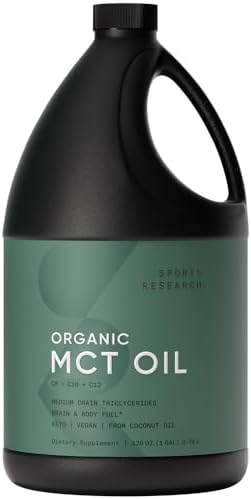 Sports Research® Organic Coconut MCT Oil 32oz, Unflavored | Brain & Body Fuel | Great in Keto Coffee & Protein Shakes | Vegan, Keto, Non-GMO - 63 Servings