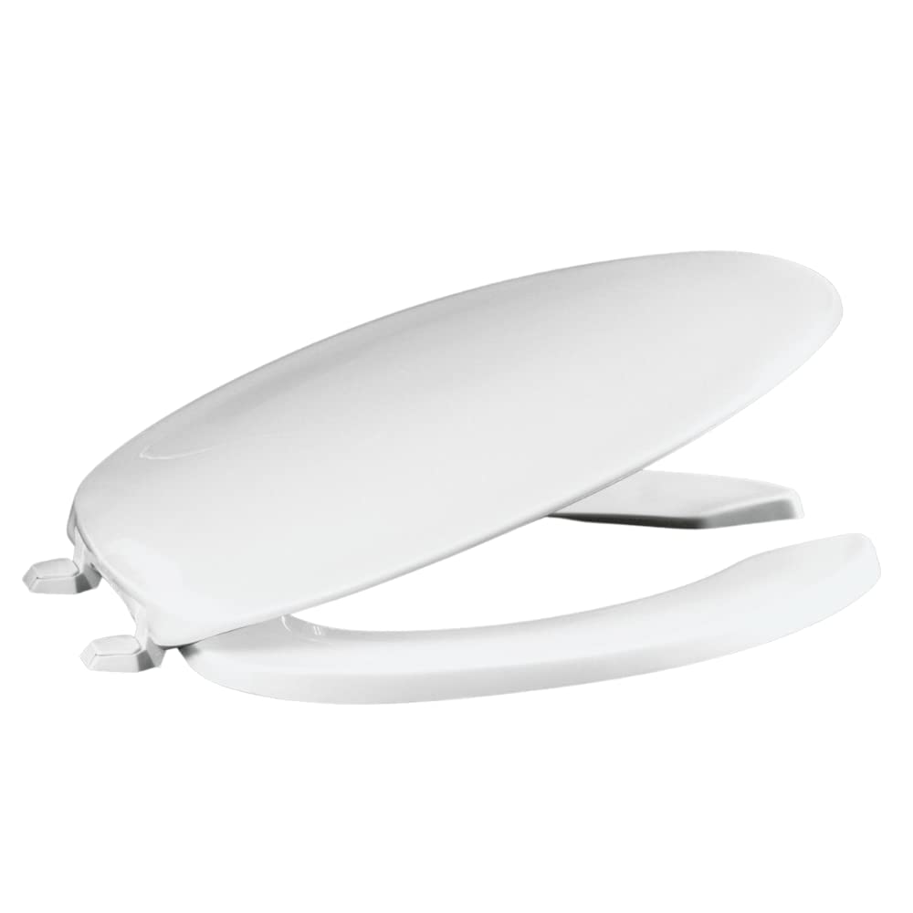 Centoco Toilet Seat Elongated, Residential, Top Mount Plastic Hinge, Black | Plastic, Closed Front, Cover, Made in the USA, 600-407