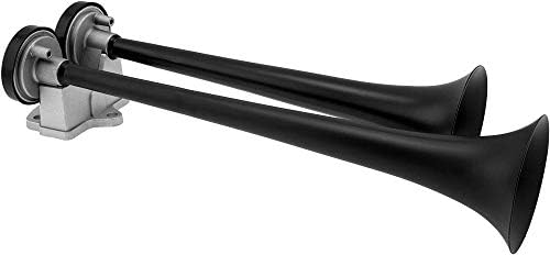 Vixen Horns 2-Trumpet Air Horn Kit with Dual Air Compressors VXH2112B 12V Compact Electric Train Horn Kit, Super Loud dB, Black