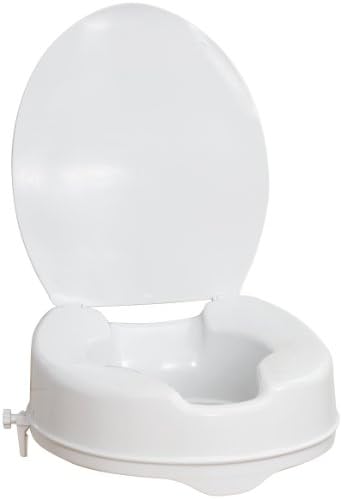 Drive Medical AquaSense Raised Toilet Seat with Lid, Standard Seat, White | Raised Toilet Seat with Lid Adds Comfortable Height for Easier, Safer Everyday Bathroom Use and Access