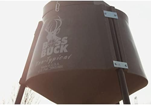 BOSS BUCK 200 LB Deer Feeder/Hunting Durable Lightweight Plastic UV Protected Waterproof Game Feeder with 12V Spinner Automatic Delivery System & Multi-Piece Legs