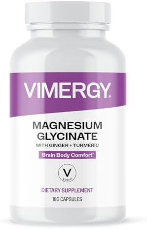 VIMERGY Magnesium Glycinate Supplement, Vegan, 180 Capsules, 90 Servings