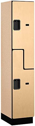 Salsbury Industries 2-Tier S-Style Extra Wide Designer Wood Locker with One Wide Storage Unit, 6-Feet High by 18-Inch Deep, Mahogany