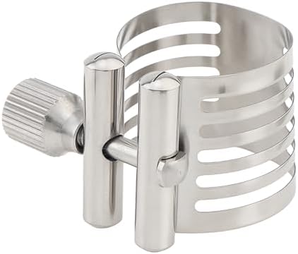 Alto Saxophone Mouthpiece Ligature Sax Ligature, Silver, Stainless Steel with Plastic Box for Alto Saxophone Ebonite Mouthpieces