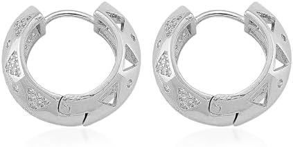 Cubic Zirconia Hoop Earrings in Silvertone
