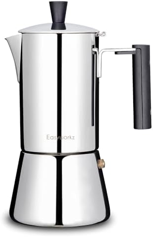 Easyworkz Pedro Stovetop Espresso Maker 6Cup 300ml Stainless Steel Italian Coffee Machine Maker Moka Pot Induction Espresso Pot