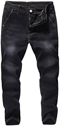Andongnywell Men's Loose Stretch Denim Pants Elastic Waist Loose Fit Jeans Stretchy Casual Solid Trousers