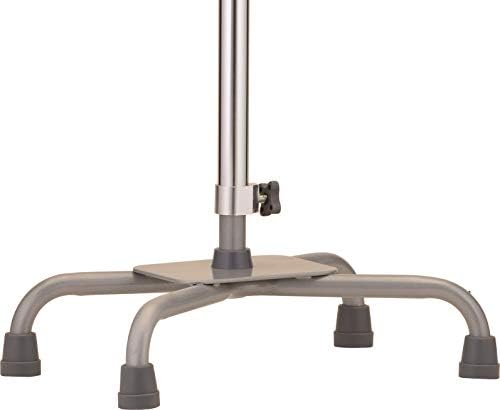 NOVA Heavy Duty Quad Cane with Large Base, 500 lb Weight Capacity Bariatric Walking Cane with Offset Handle, Adjustable Height Aluminum 4-Prong Cane, Right or Left Hand Use, Silver
