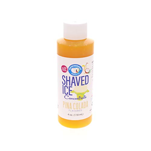 Hypothermias Shaved Ice and Snow Cone Syrup Unsweetened Flavor Concentrate - 4 Fl Oz - Makes 1 Gallon of Ready to Use Syrup - Piña Colada - Must