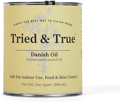 Tried & True Danish Oil, Pure Polymerized Linseed Oil Wood Finish, Pint | Ideal for Furniture, Rustic Pieces, & Priming Wood for Other Oil or Epoxy-Based Products, Food Safe, Simple, Fast Curing