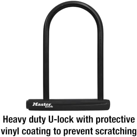 Master Lock Black Bike Lock with Key, Standard Size U-Lock for Bicycles and Other Outdoor Equipment, Anti-Theft Lock for Bikes, 8320D