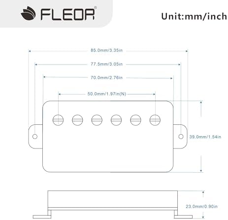 FLEOR Alnico5 Guitar Humbucker Pickup Set Chrome Bridge & Neck Pickups Compatible with LP style Guitar Part