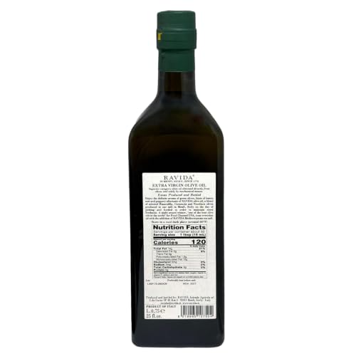 Ravida Extra Virgin Olive Oil, 25 Fl Oz– Multi Award-Winning Sicilian EVOO, Cold Extracted, Medium Fruity, Premium First Cold Pressed Olive Oil