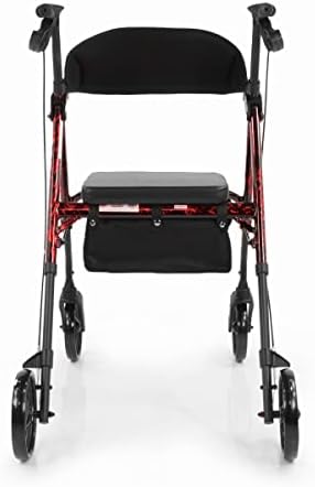 Lifestyle Mobility Aids Royal Deluxe Universal Aluminum 4 Wheel Rollators (Laser Red)