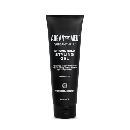 Argan Magic Strong Hold Styling Gel - Flake-Free Argan Oil Formula for Superior Hold and Long-lasting Control | Paraben Free, (8 Fl Oz)