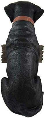 Black Lab Outdoor Statue, 13 Inch Welcome Dog with Reversible Sign