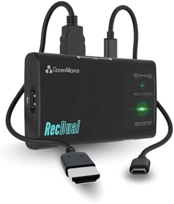RecDual Dongle, Mini Standalone Dual-Input 1080p@60fps Video Recorder with 4K@60fps Passthrough