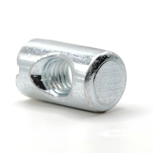 ReplacementScrews Cross Dowel Barrel Nuts Compatible with IKEA Part 104895 | (SLAKT Bed Frames, etc), Zinc Plated - Symmetric, Pack of 8