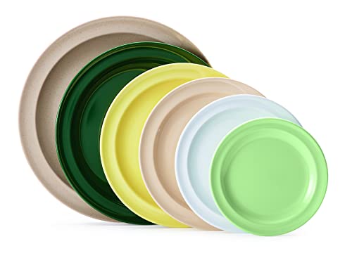 GET 9" Green Supermel Hunter Round Dinner Melamine Plate (Set of 12) | Dishwasher safe, Shatterproof, Restaurant service, Great for Entrees, Salads