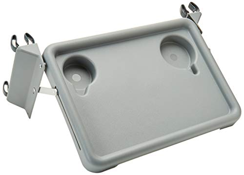 Lumex Folding Walker Tray with Cup Holders – Clip-On Walker Accessory, Tool-Free Installation, Grey