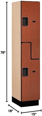 Salsbury Industries 2-Tier S-Style Extra Wide Designer Wood Locker with One Wide Storage Unit, 6-Feet High by 18-Inch Deep, Mahogany