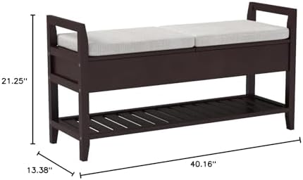 Roundhill Furniture Vannes Espresso Storage Shoe Bench