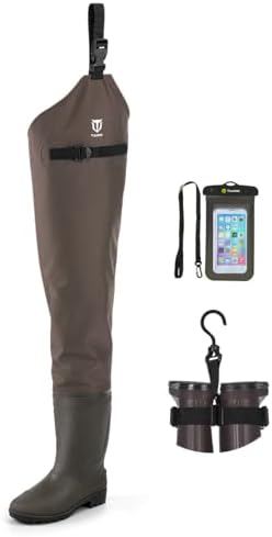TIDEWE Fishing Hip Waders, Lightweight Hip Boots for Men Women | Waterproof 420D 2-Ply Nylon/PVC, Hunting Bootfoot Waders, Boot Hanger Included