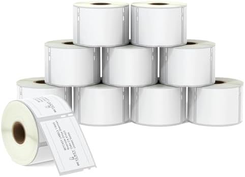BETCKEY - Multipurpose Labels Replace for DYMO 30324/30258 (2-1/8" x 2-3/4"), Perforated, Compatible with DYMO Labelwriter 450, 4XL, NOT Fit 550 & 5XL [10 Rolls/4000 Labels]