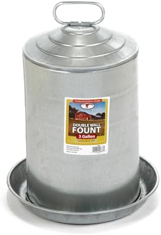 Little Giant® Double Wall Metal Poultry Fount | Poultry Waterer | Heavy Duty Galvanized Steel Waterer | Made in USA (Silver, 3 Gallon)