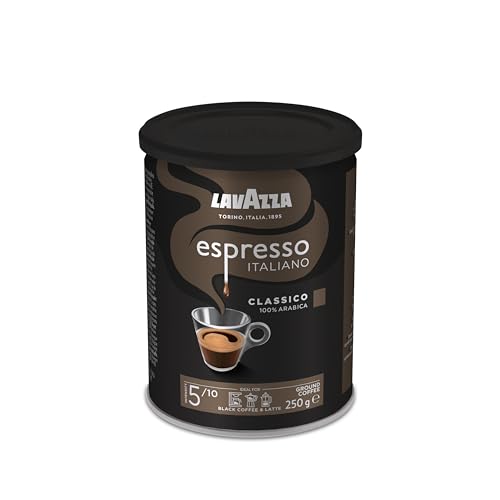 Lavazza Espresso Ground Coffee, Medium Roast, 100% Arabica, 8 oz Tin (Pack of 4)